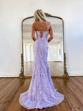 Mermaid Sweetheart Sleeveless Long Prom Dresses, Lace Evening Dresses HZ0429
