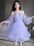 Lovely Lavender Short Prom Dress, Off the Shoulder Homecoming Dress Party Dress HZ0429