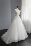 A-Line Tulle Lace Long Prom Dresses, Evening Party Dresses HZ0429