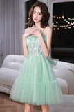 Green Tulle Lace Short Prom Dress, A-Line Evening Party Dress HZ0429