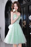 Green Tulle Lace Short Prom Dress, A-Line Evening Party Dress HZ0429