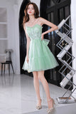 Green Tulle Lace Short Prom Dress, A-Line Evening Party Dress HZ0429