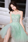 Green Tulle Lace Short Prom Dress, A-Line Evening Party Dress HZ0429