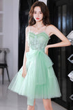 Green Tulle Lace Short Prom Dress, A-Line Evening Party Dress HZ0429