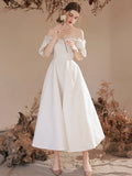 Cute Off-Shoulder Short Prom Dresses, White A-Line Evening Party Dresses HZ0429