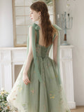 Lovely High Low Lace Party Dress, Green Tulle Short Prom Dress, Green Homecoming Dress HZ0429