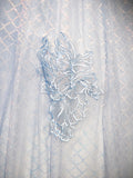 Blue Tulle Lace Long Prom Dress, Shiny A-Line Short Sleeve Evening Dress HZ0429
