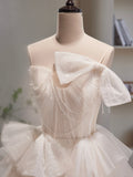 Champagne Spaghetti Strap Tulle Short Prom Dress, Cute A-Line Homecoming Dress HZ0429