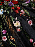 Black Tulle Long Prom Dress with Lace Flowers, Beautiful Off Shoulder Evening Gown HZ0429