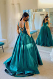 Cute Satin Long Prom Dreses, A-Line Formal Evening Dress HZ0429