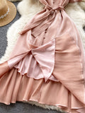 Pink V-Neck Short Sleeve Dress, Fashion Dress HZ0429