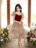 A-line Tulle Ruffle Cute Sweetheart Homecoming Dresses HZ0429
