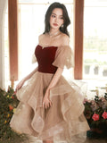 A-line Tulle Ruffle Cute Sweetheart Homecoming Dresses HZ0429