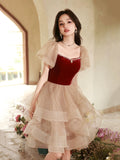 A-line Tulle Ruffle Cute Sweetheart Homecoming Dresses HZ0429