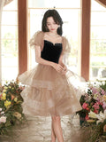 A-line Tulle Ruffle Cute Sweetheart Homecoming Dresses HZ0429