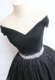 Black Off the Shoulder Short Prom Dress, A-Line Homecoming Dress HZ0429