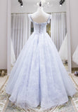 Light Blue Tulle Lace Long Prom Dress, A-Line Graduation Dress HZ0429