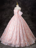 A-Line Pink Tulle Flowers Long Prom Dress, Beautiful Off the Shoulder Evening Party Dress HZ0429