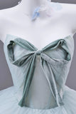 Enchanting Mint Green Floral Tulle Prom Dress with Tiered Skirt HZ0429