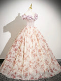 A-Line Floral Floor Length Prom Dress, Beautiful Off the Shoulder Evening Party Dress HZ0429