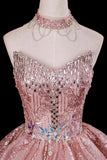 Dusty Pink Off-the-Shoulder Sequin Prom Dress with Ruffled Peplum HZ0429
