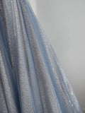 Blue Tulle Long Prom Dress, A-Line Off the Shoulder Blue Evening Party Dress HZ0429
