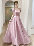 Beautiful Soft Pink Long Party Dress, Tulle A-Line Evening Prom Dress HZ0429