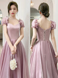 Beautiful Soft Pink Long Party Dress, Tulle A-Line Evening Prom Dress HZ0429