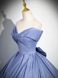 Beautiful Gradient-Color Glitter Sequins Prom Dresses, A-Line Princess Off-The-Shoulder Sleeveless Blue Formal Dresses HZ0429