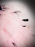 Pink Tulle and Black Velvet Strapless Party Gown, Pink Backless Ruffles Formal Evening Dress HZ0429