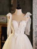 Light Champagne Short Tulle Homecoming Dress, Lovely A-Line Spaghetti Strap Evening Party Dress HZ0429
