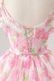 Lovely Flower Blushing Pink Party Dress, A-Line Spaghetti Strap Removable Skirt Prom Dress HZ0429