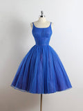 Royal Blue Spaghetti straps Tulle A-line Short Prom Dress HZ0429