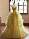 Beautiful Green Ruffle A-Line Prom Dresses, Spaghetti Straps Backless Formal Dresses HZ0429