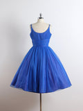 Royal Blue Spaghetti straps Tulle A-line Short Prom Dress HZ0429