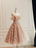 Cute Tulle Flower Short Prom Dress, Beautiful Off the Shoulder A-Line Evening Party Dress HZ0429