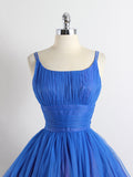 Royal Blue Spaghetti straps Tulle A-line Short Prom Dress HZ0429
