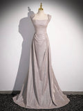 Simple Sequins Ruffle Long Evening Dresses, Off the Shoulder Formal Party Dresses HZ0429