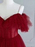 Black V-neck Spaghetti Strap Tea Length Prom Dress, Cute A-Line Evening Party Dress HZ0429
