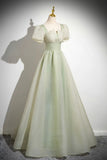 Lovely Tulle Long Prom Dress, A-Line Short Sleeve Evening Party Dress HZ0429