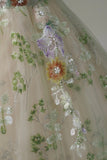 Enchanted Garden Off-the-Shoulder Sage Green Floral Ball Gown HZ0429
