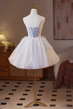 Sparkling Tulle Short Prom Dress, Beautiful A-Line Strapless Evening Party Dress HZ0429