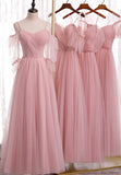 Pink Tulle Long Prom Dresses, A-Line Evening Dresses HZ0429