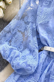 Lovely A-Line Long Sleeve Blue/Apricot Dresses Fashion Dresses HZ0429