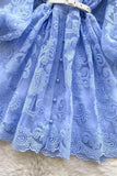 Lovely A-Line Long Sleeve Blue/Apricot Dresses Fashion Dresses HZ0429