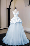 Enchanted Fairy Tale Light Blue Gown, Sweetheart Neckline Spaghetti Strap Formal Dress HZ0429