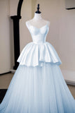 Enchanted Fairy Tale Light Blue Gown, Sweetheart Neckline Spaghetti Strap Formal Dress HZ0429