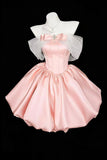 Pink Off Shoulder Satin Mini Prom Dress - Princess Party Gown HZ0429