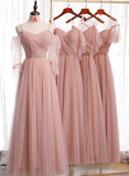 Pink Tulle Long Prom Dresses, A-Line Evening Party Dresses HZ0429