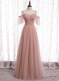 Pink Tulle Long Prom Dresses, A-Line Evening Party Dresses HZ0429